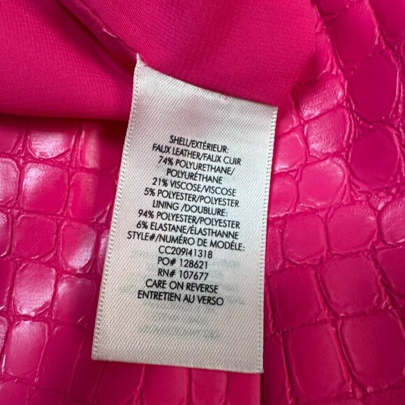 Like New Alice + Olivia Hot Pink Faux Leather Croc Mini Skirt Size 4 - Picture 4 of 5